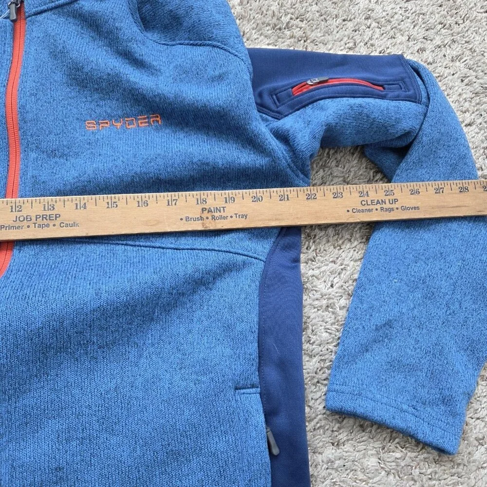 Spyder Empire Fleece Jacket Mens Large Full Zip Pockets Blue Orange Tag